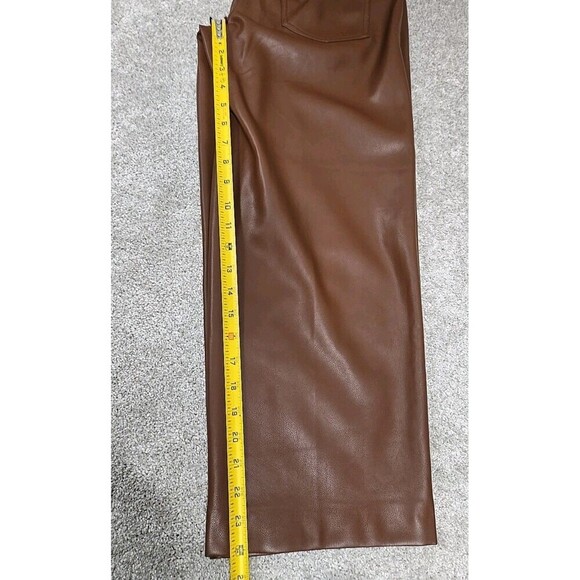 CHICO'S Faux Leather Wide Leg Crop Pants Brown Women’s Size 00/ US 2 READ - Picture 8 of 9